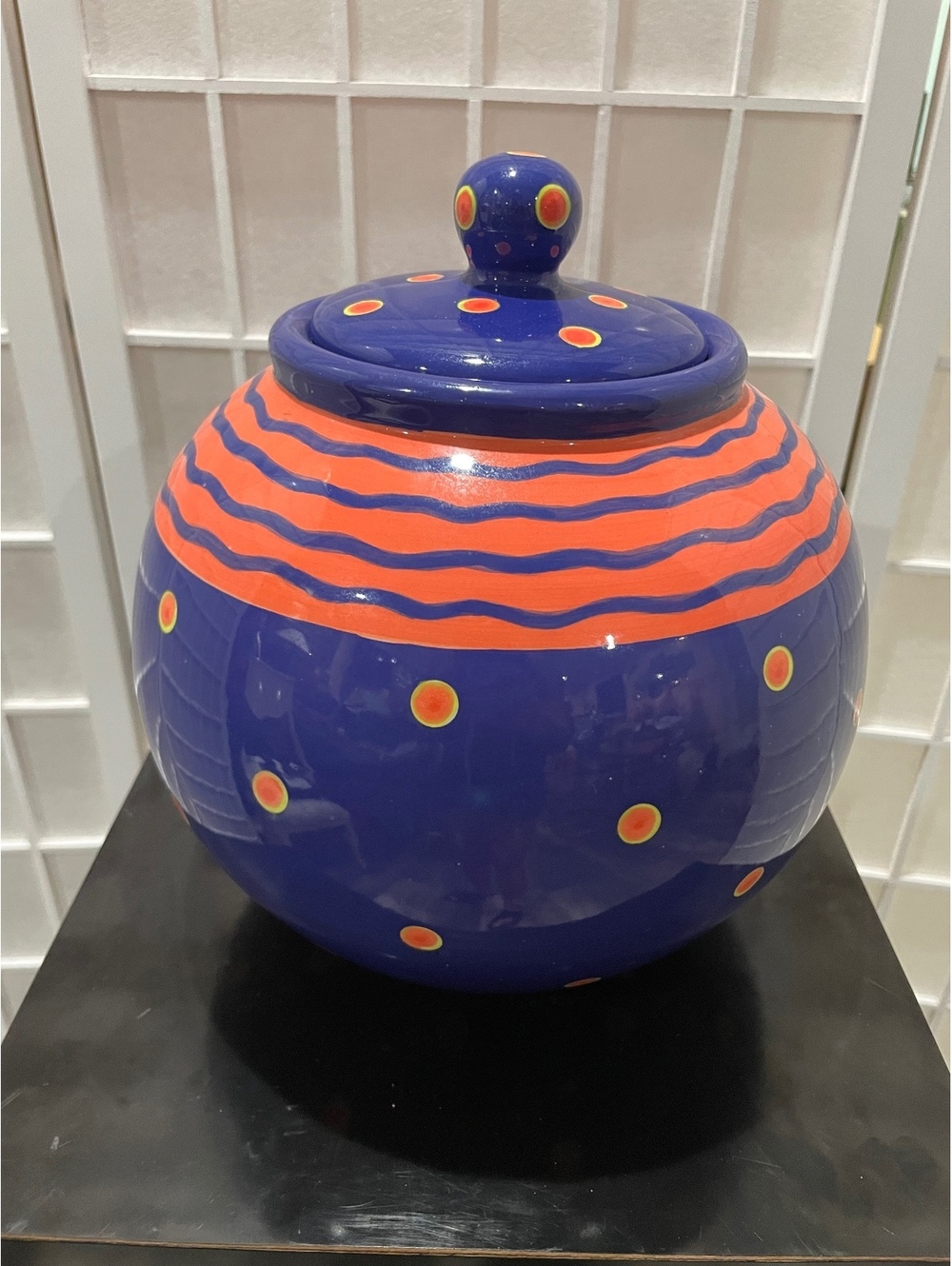 Vintage Berryware Ceramic Cookie Jar with Polka Dot Design